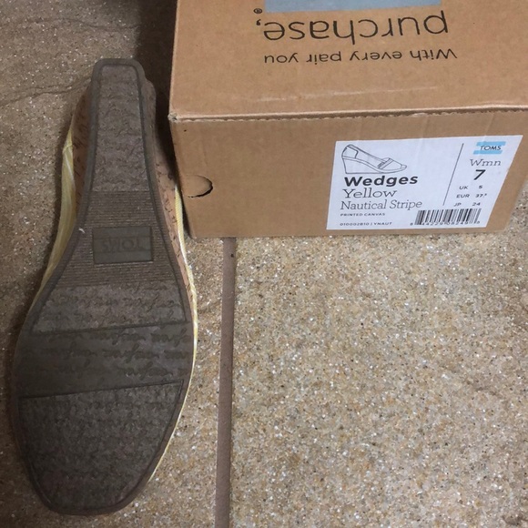Toms Wedges - Yellow stripe - women 7 - Picture 2 of 4